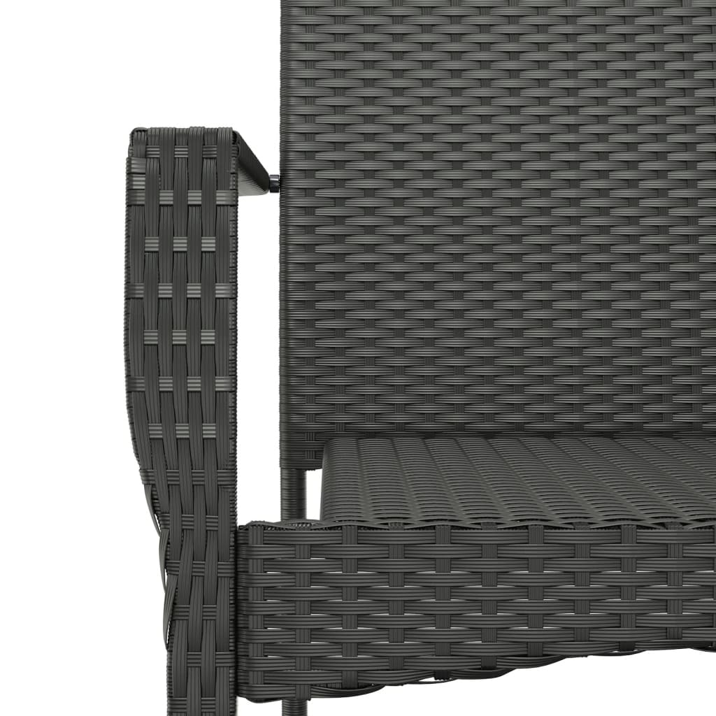 5 részes fekete polyrattan kerti étkezőgarnitúra párnákkal 7