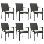7 részes fekete polyrattan kerti étkezőgarnitúra párnával 4