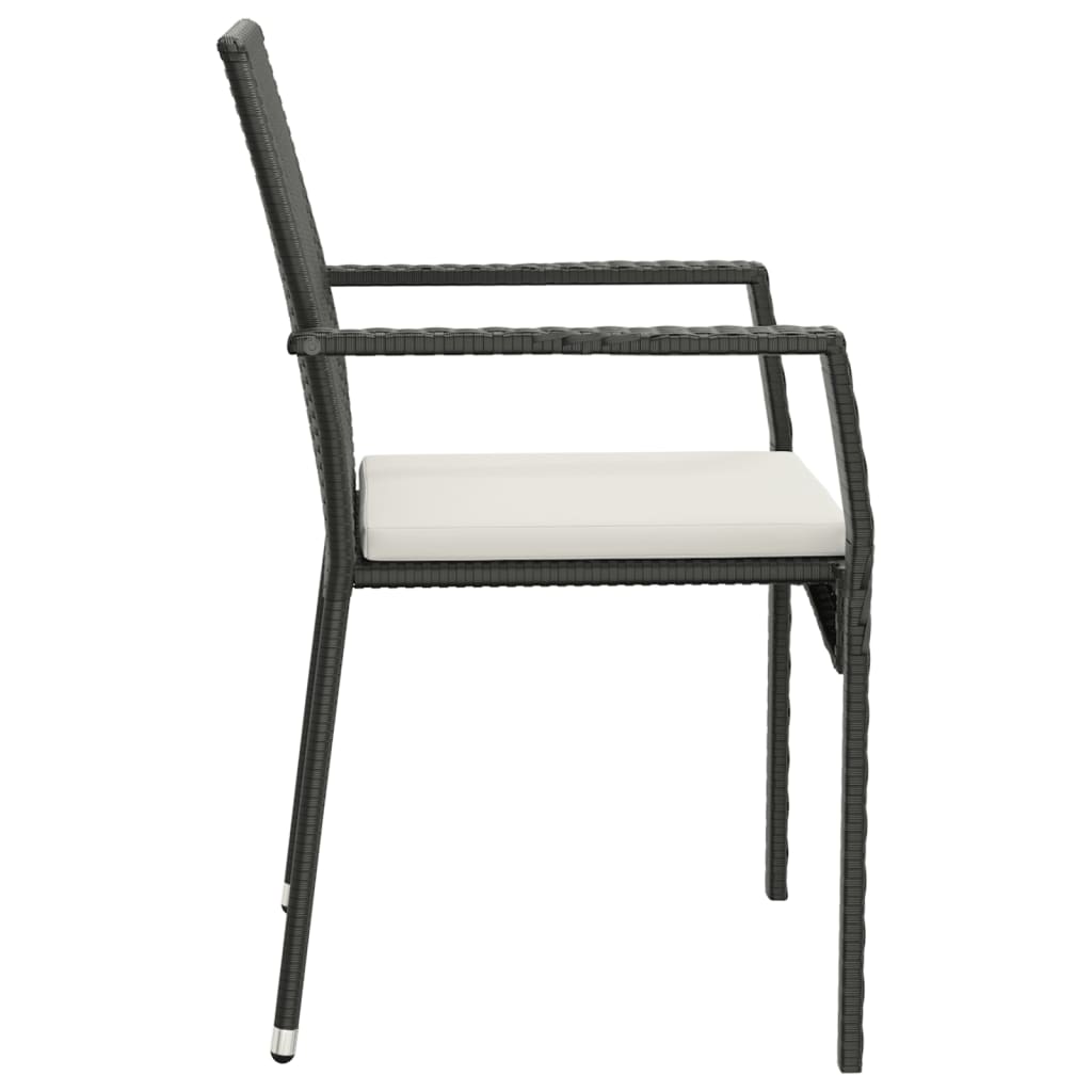 7 részes fekete polyrattan kerti étkezőgarnitúra párnával 6