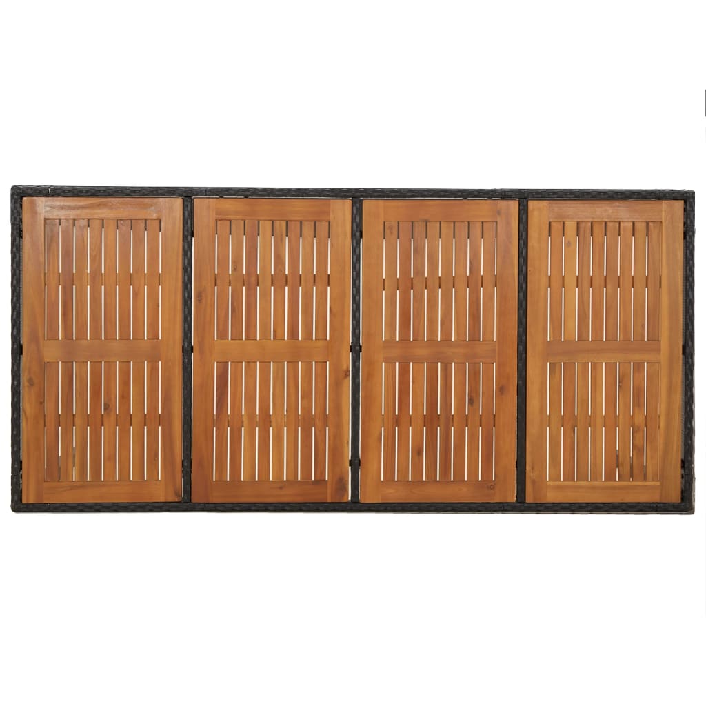 7 részes fekete polyrattan kerti étkezőgarnitúra párnával 9