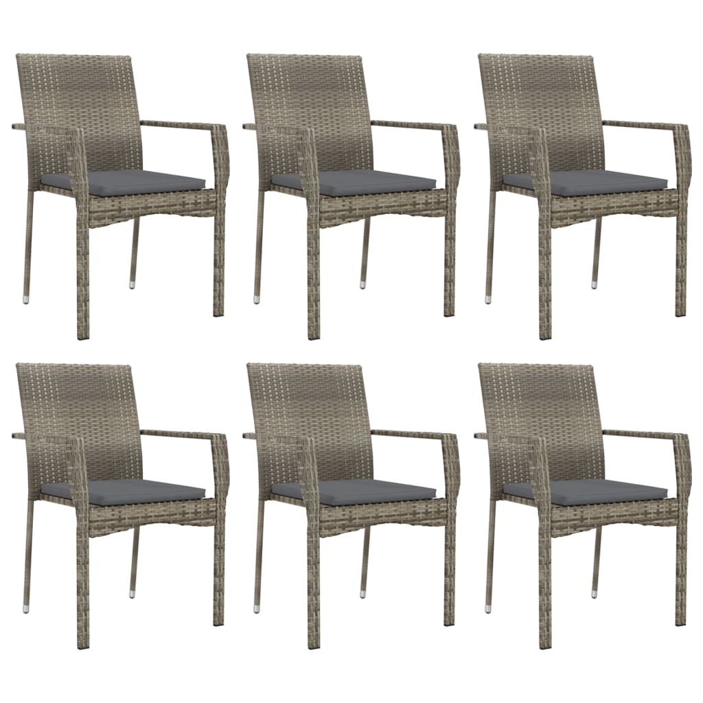 7 részes szürke polyrattan kerti étkezőgarnitúra párnával 4