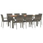 9 részes szürke polyrattan kerti étkezőgarnitúra párnával 3