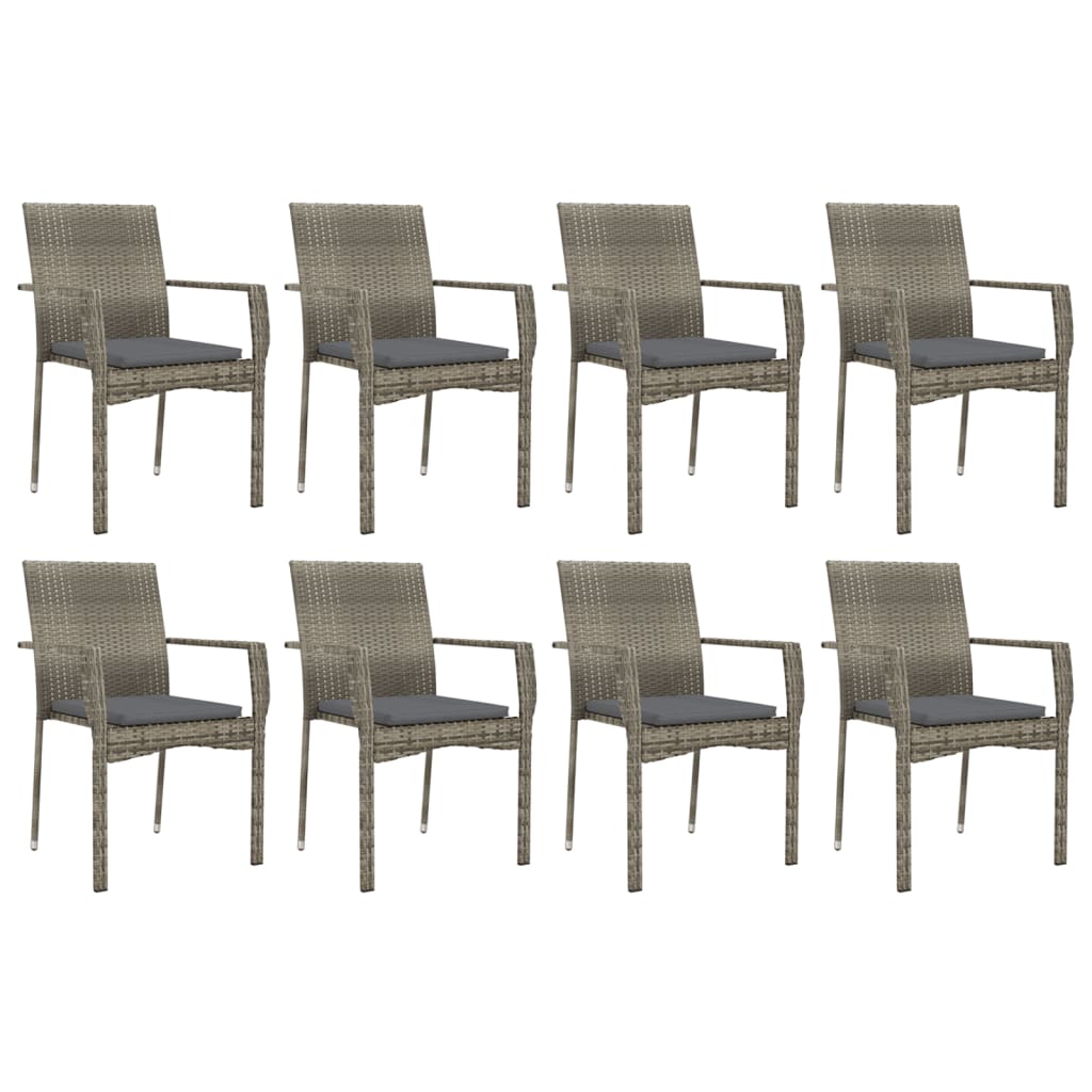 9 részes szürke polyrattan kerti étkezőgarnitúra párnával 4