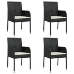 5 részes fekete polyrattan kerti étkezőgarnitúra párnákkal 4