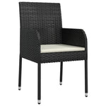5 részes fekete polyrattan kerti étkezőgarnitúra párnákkal 5
