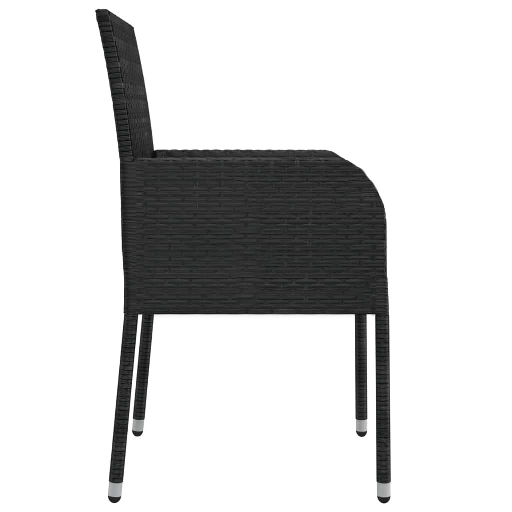 5 részes fekete polyrattan kerti étkezőgarnitúra párnákkal 6