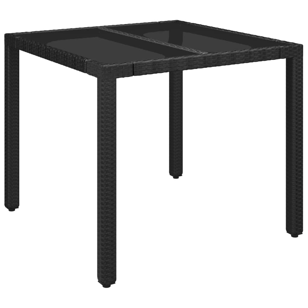 5 részes fekete polyrattan kerti étkezőgarnitúra párnákkal 7