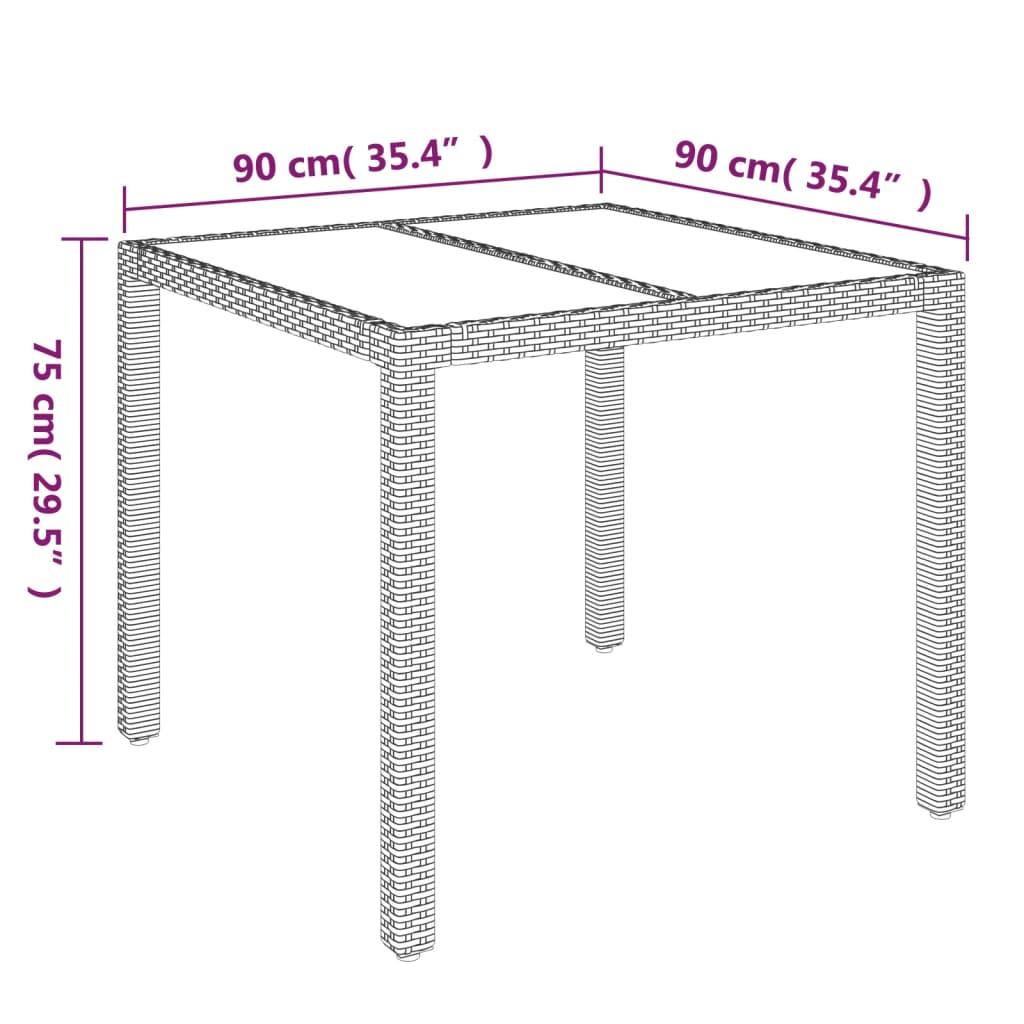 5 részes fekete polyrattan kerti étkezőgarnitúra párnákkal 11