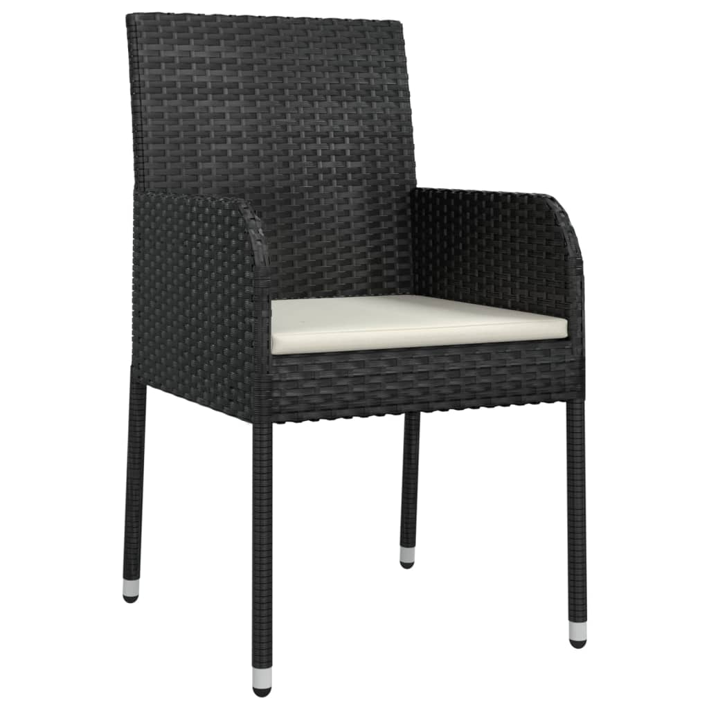 9 részes fekete polyrattan kerti étkezőgarnitúra párnákkal 5