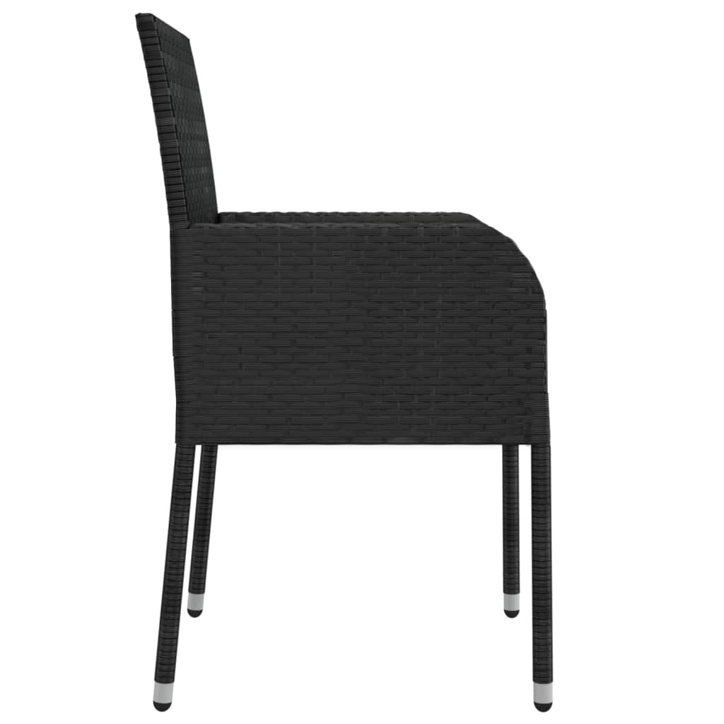 9 részes fekete polyrattan kerti étkezőgarnitúra párnákkal 6
