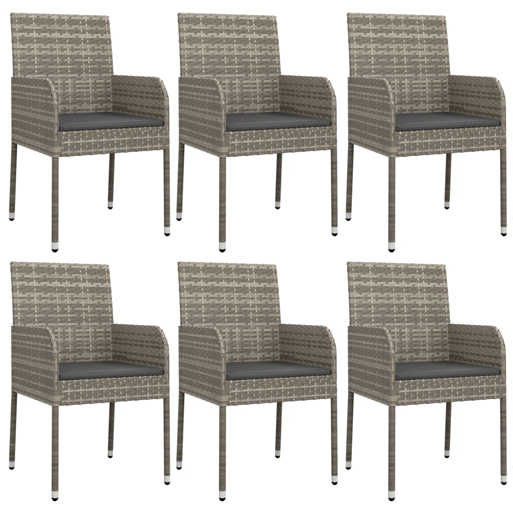 7 részes szürke polyrattan kerti étkezőgarnitúra párnával 4