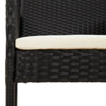 5 részes fekete polyrattan kerti étkezőgarnitúra párnákkal 6