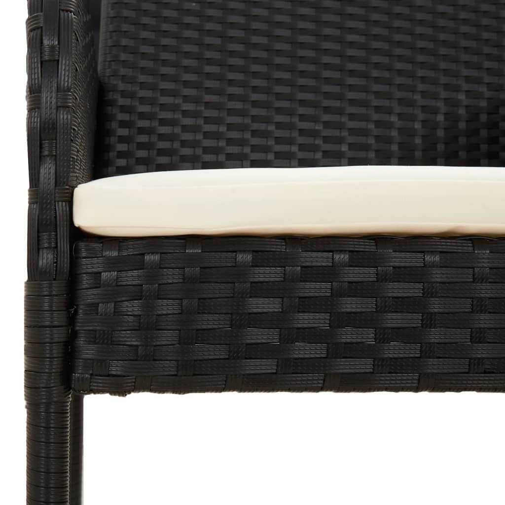 5 részes fekete polyrattan kerti étkezőgarnitúra párnákkal 6