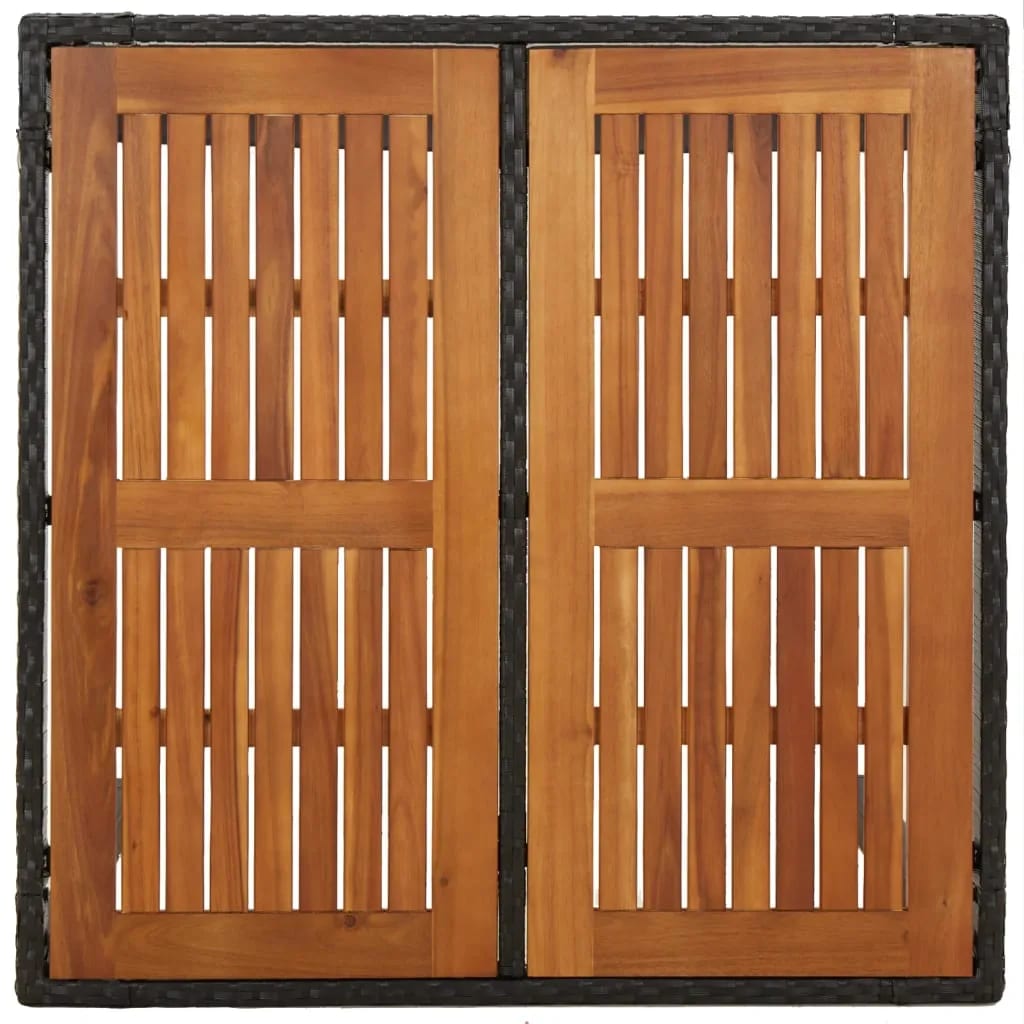 5 részes fekete polyrattan kerti étkezőgarnitúra párnákkal 8