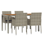 5 részes szürke polyrattan kerti étkezőgarnitúra párnával 3