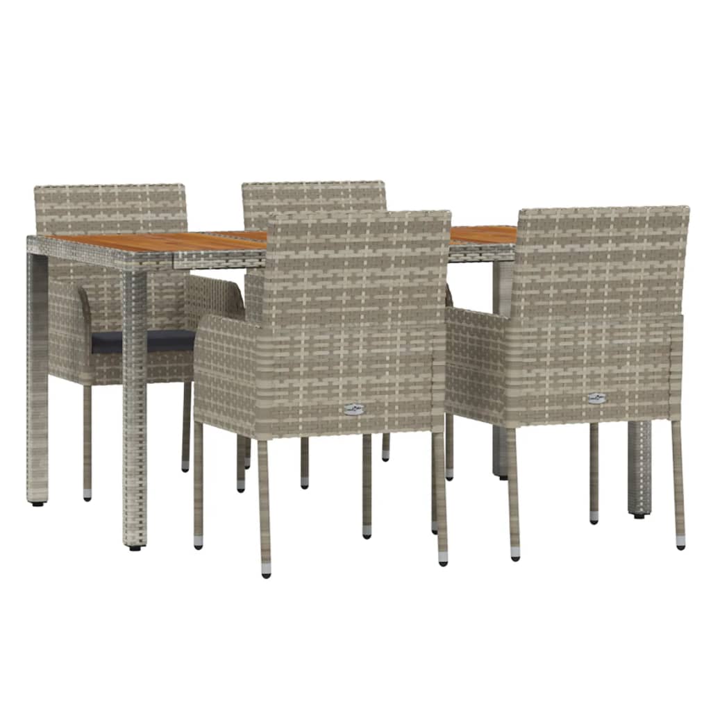 5 részes szürke polyrattan kerti étkezőgarnitúra párnával 3