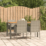 5 részes szürke polyrattan kerti étkezőgarnitúra párnával