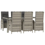 7 részes szürke polyrattan kerti étkezőgarnitúra párnával 3