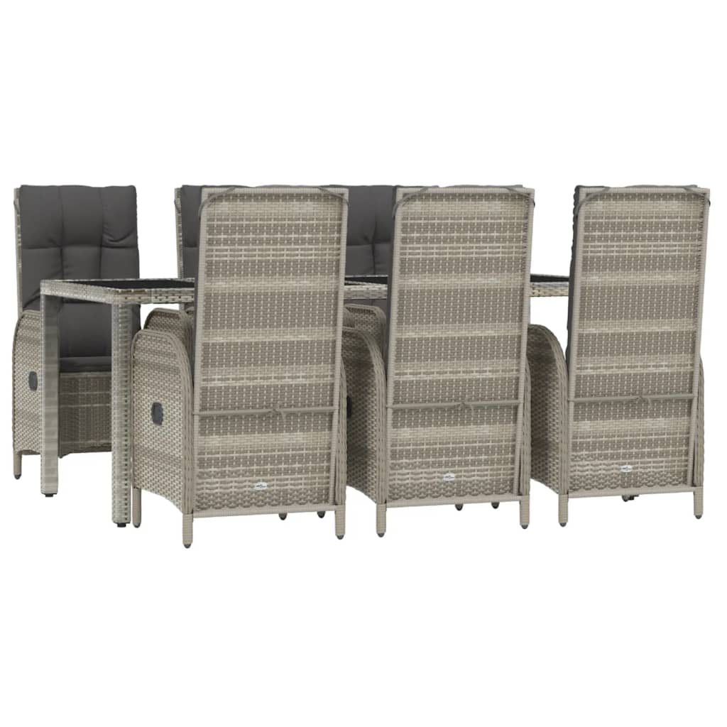 7 részes szürke polyrattan kerti étkezőgarnitúra párnával 3