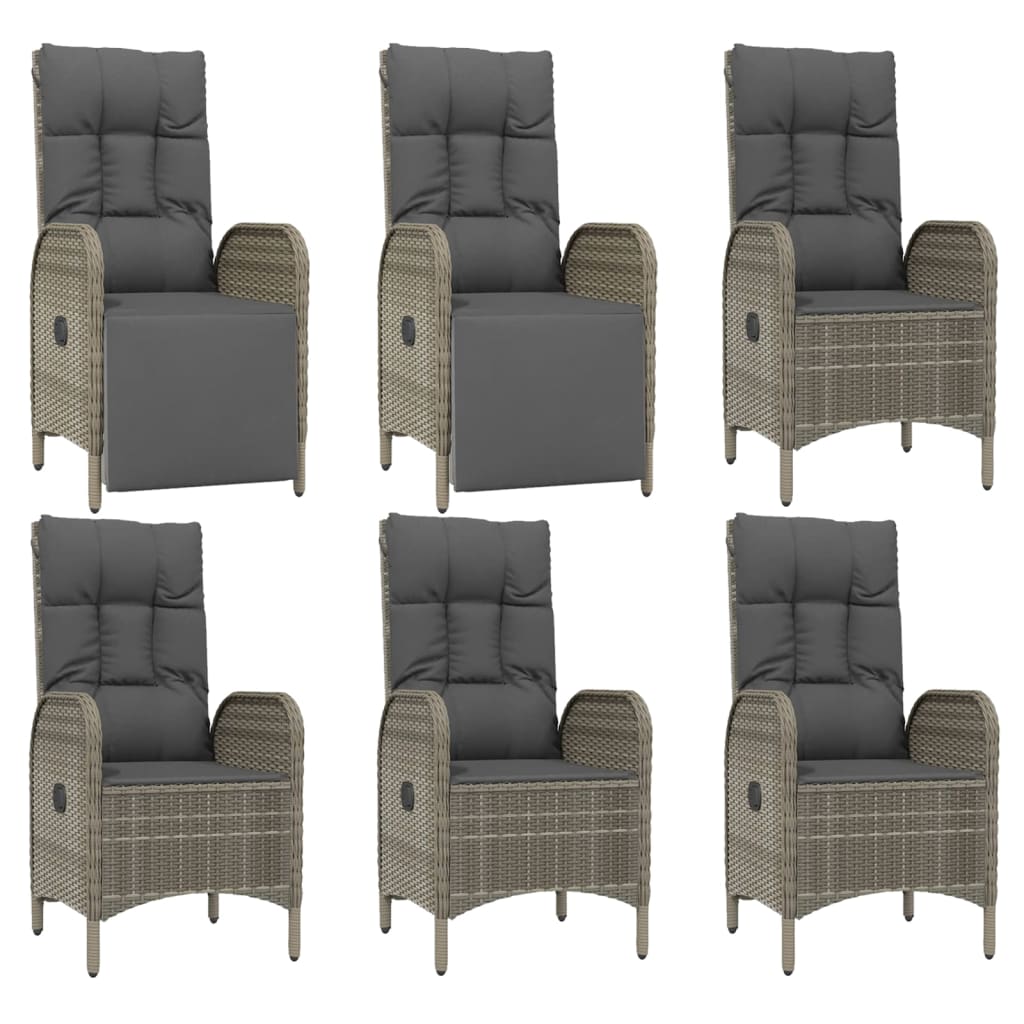 7 részes szürke polyrattan kerti étkezőgarnitúra párnával 4