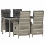 5 részes szürke polyrattan kerti étkezőgarnitúra párnával 3