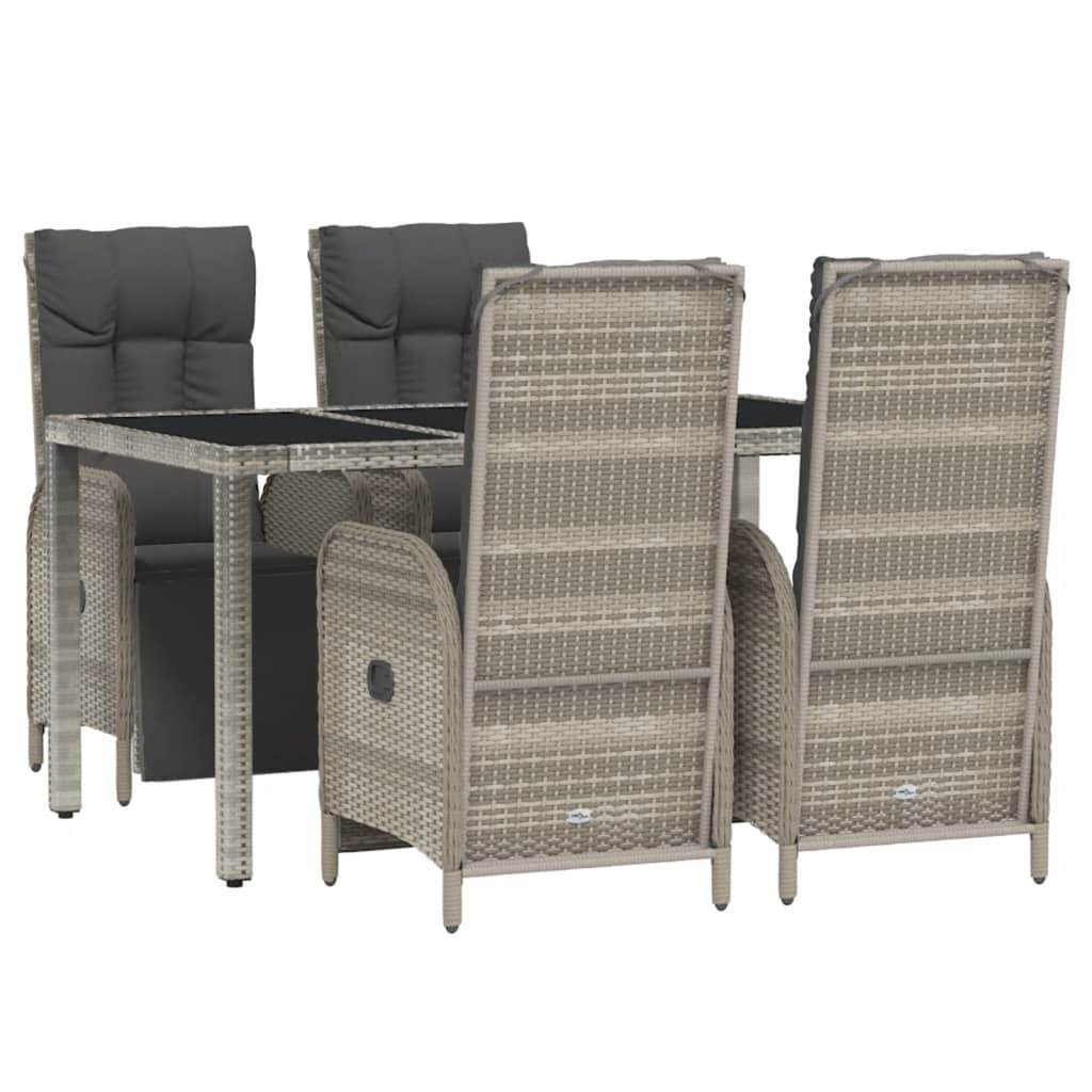 5 részes szürke polyrattan kerti étkezőgarnitúra párnával 3
