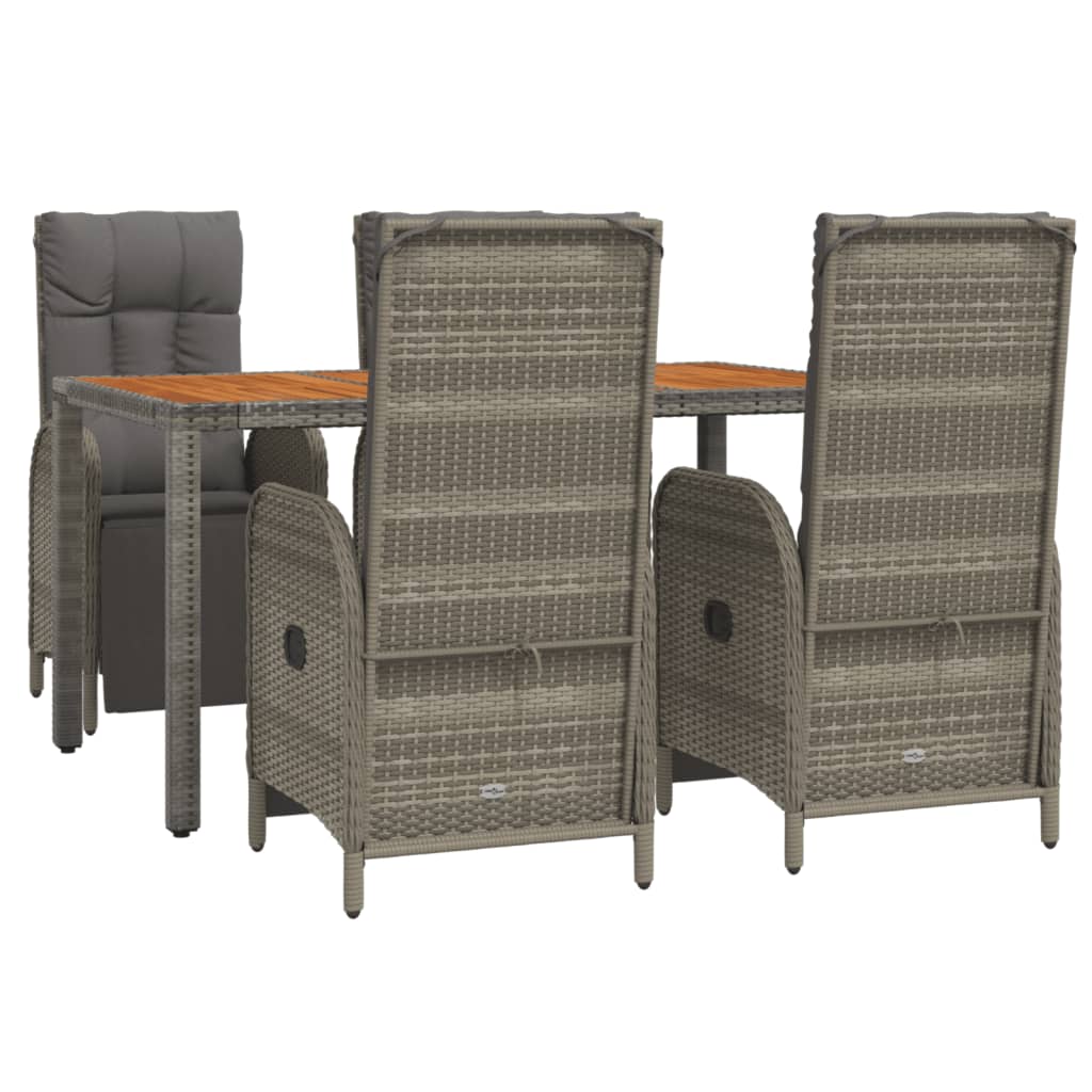5 részes szürke polyrattan kerti étkezőgarnitúra párnával 3