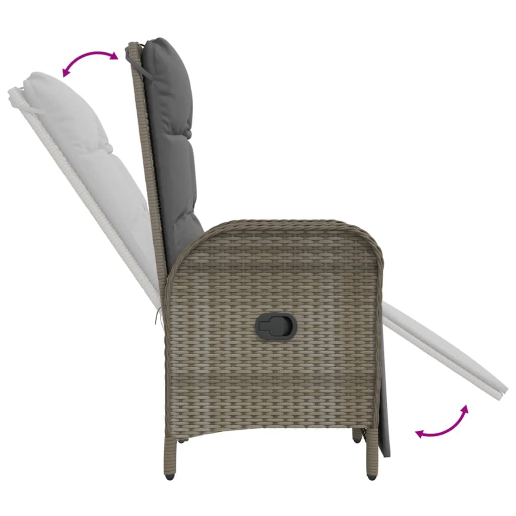 5 részes szürke polyrattan kerti étkezőgarnitúra párnával 6