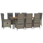 9 részes szürke polyrattan kerti étkezőgarnitúra párnával 3