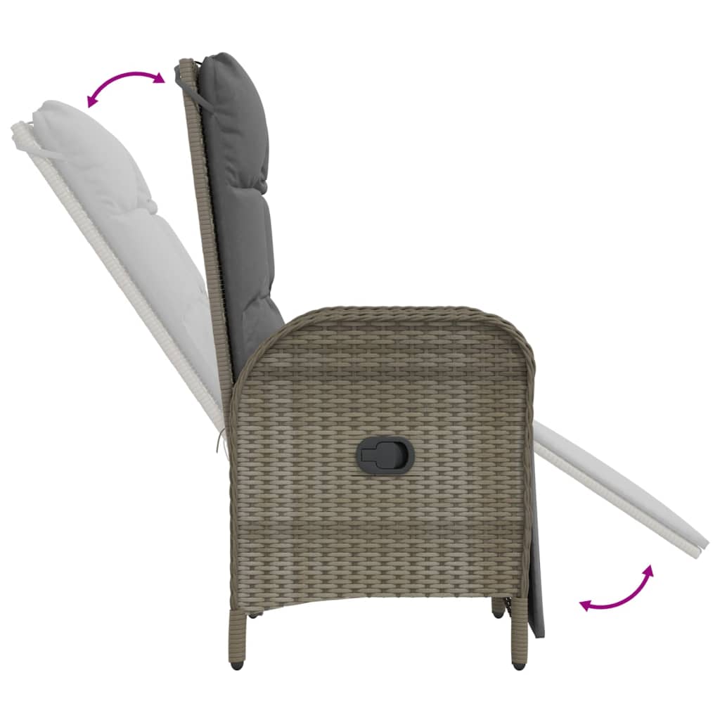 9 részes szürke polyrattan kerti étkezőgarnitúra párnával 8