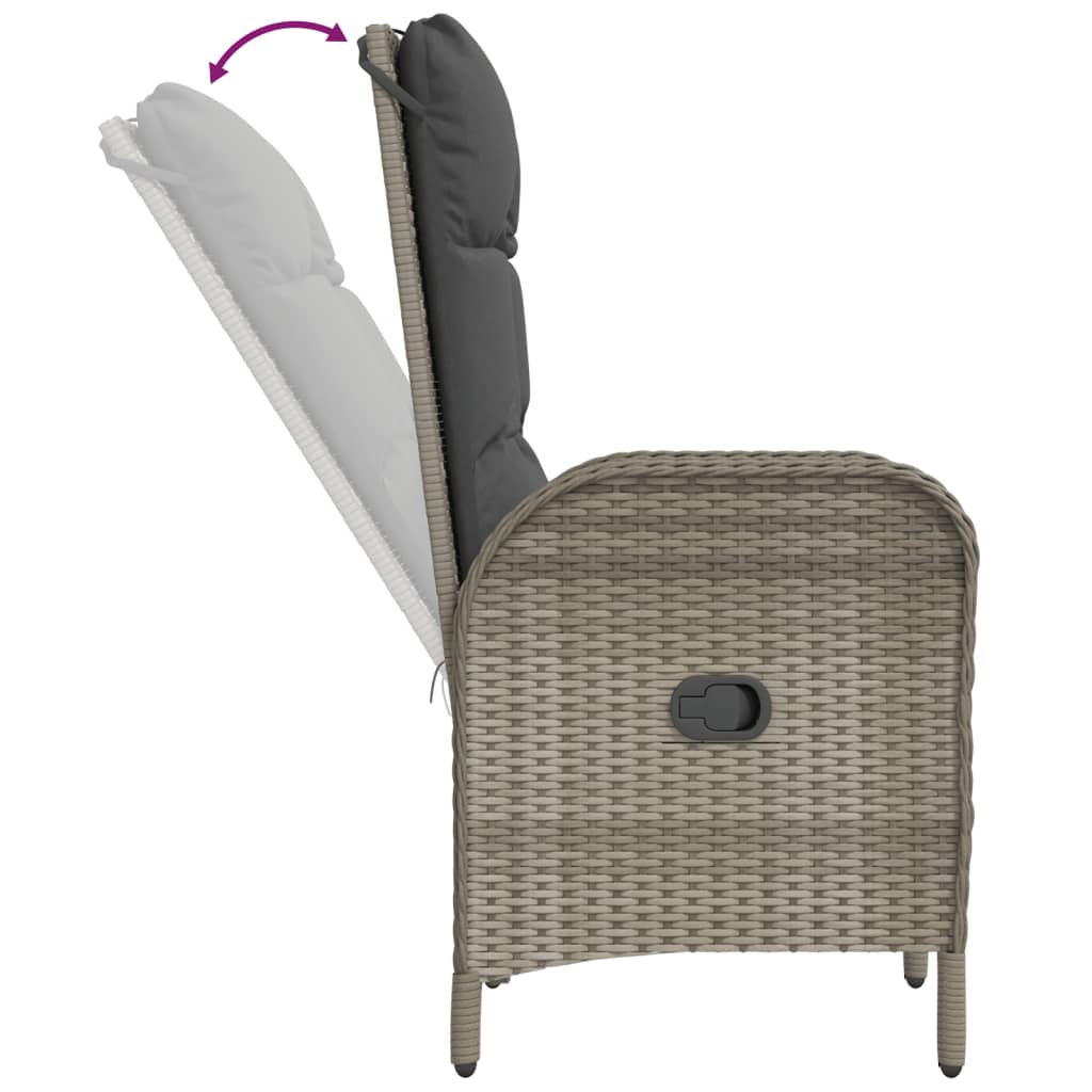 9 részes szürke polyrattan kerti étkezőgarnitúra párnával 9
