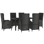 7 részes fekete és szürke polyrattan kerti étkezőszett párnával 3