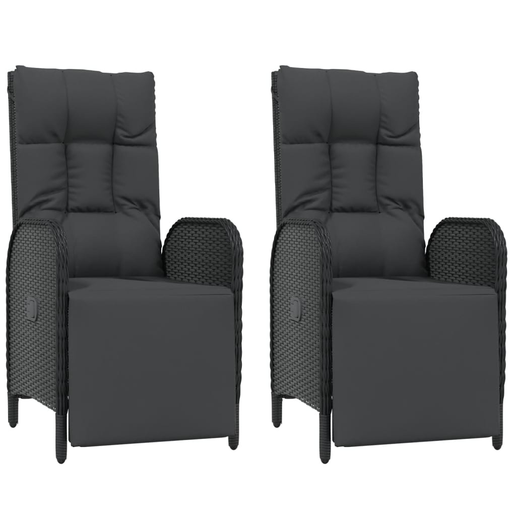 3 részes fekete polyrattan kerti étkezőgarnitúra párnákkal 4