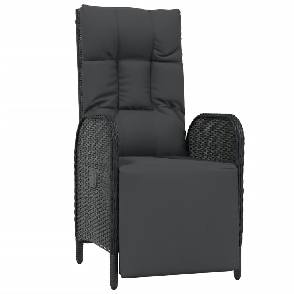 3 részes fekete polyrattan kerti étkezőgarnitúra párnákkal 5