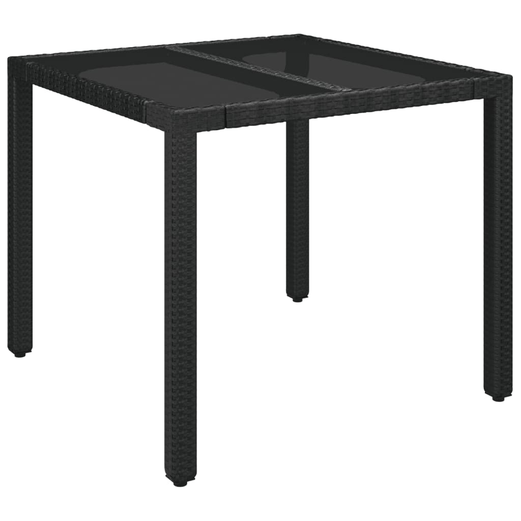3 részes fekete polyrattan kerti étkezőgarnitúra párnákkal 8