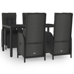 5 részes fekete polyrattan kerti étkezőgarnitúra párnákkal 2