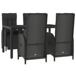 5 részes fekete polyrattan kerti étkezőgarnitúra párnákkal 3