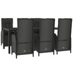 7 részes fekete polyrattan kerti étkezőgarnitúra párnával 3