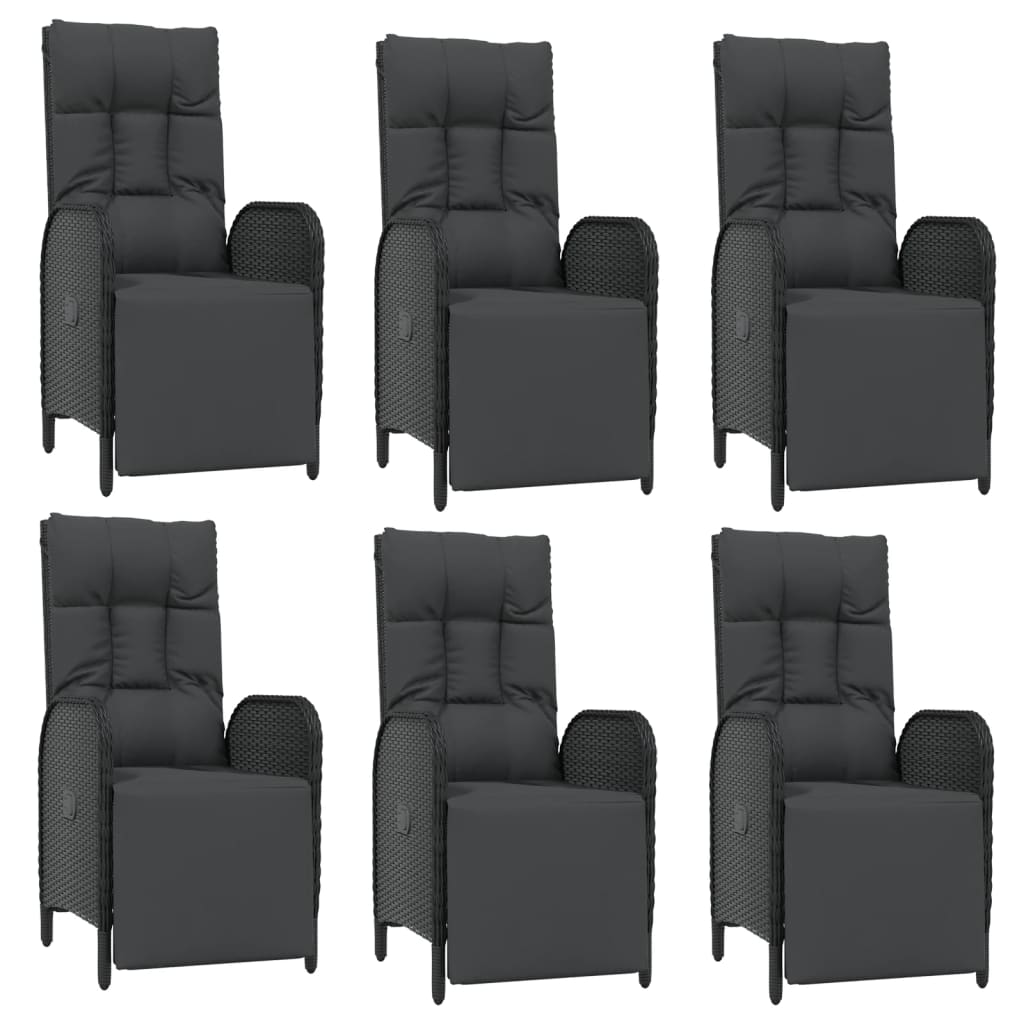 7 részes fekete polyrattan kerti étkezőgarnitúra párnával 4