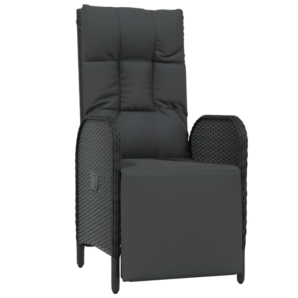 7 részes fekete polyrattan kerti étkezőgarnitúra párnával 5