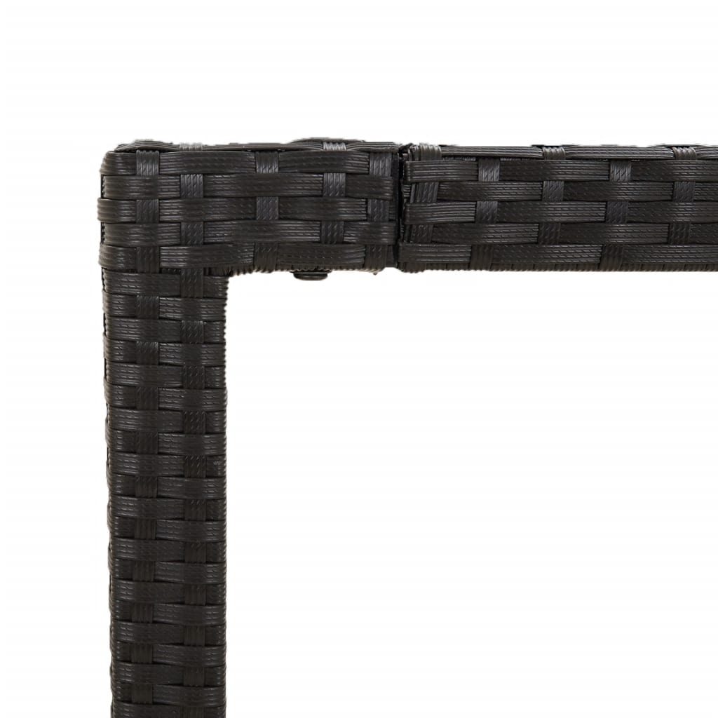 7 részes fekete polyrattan kerti étkezőgarnitúra párnával 7