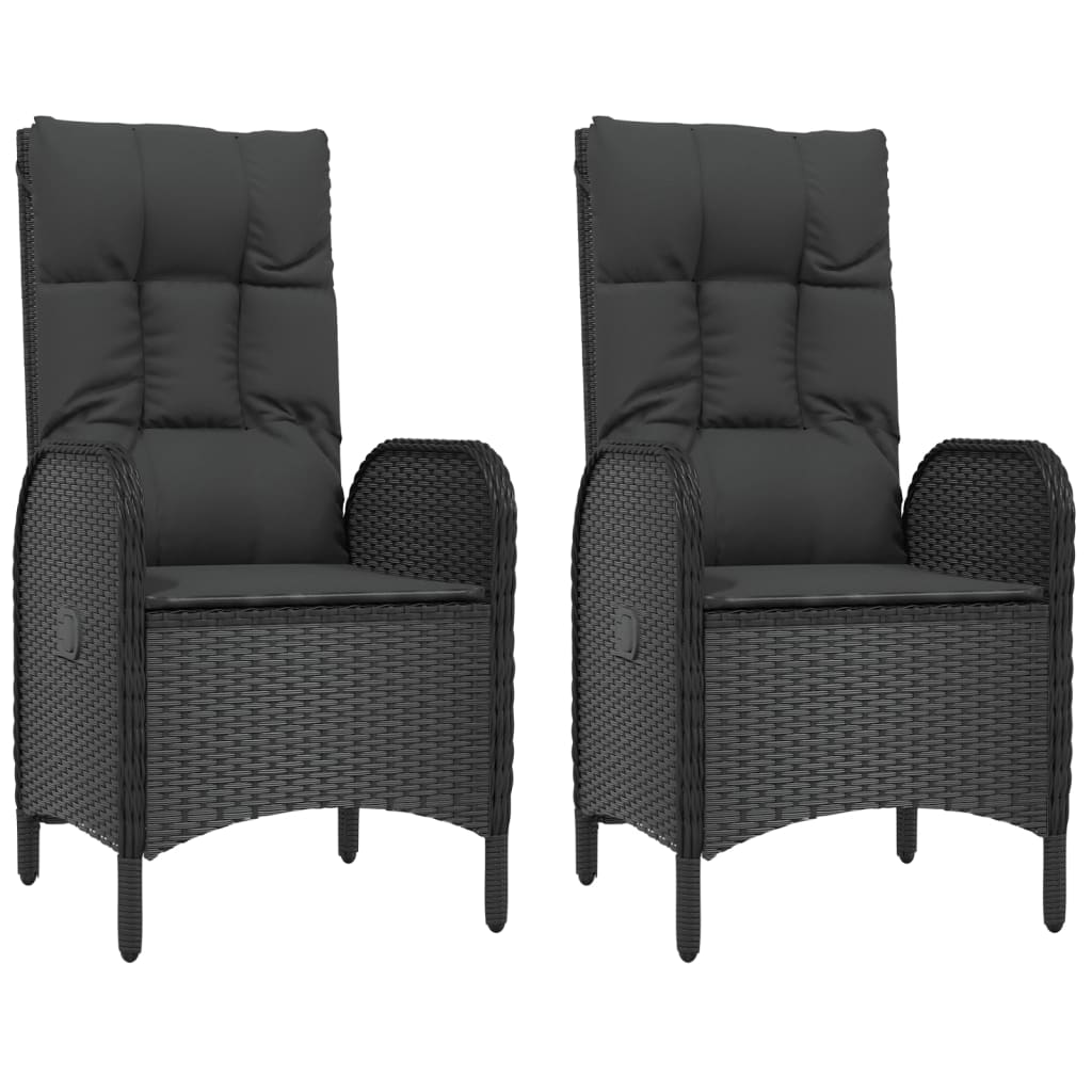 5 részes fekete polyrattan kerti étkezőgarnitúra párnákkal 5