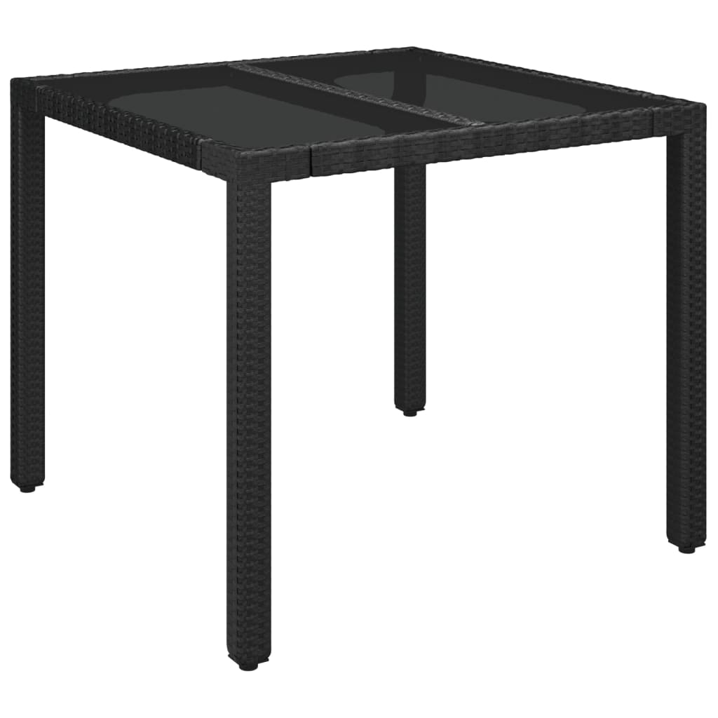 5 részes fekete polyrattan kerti étkezőgarnitúra párnákkal 11