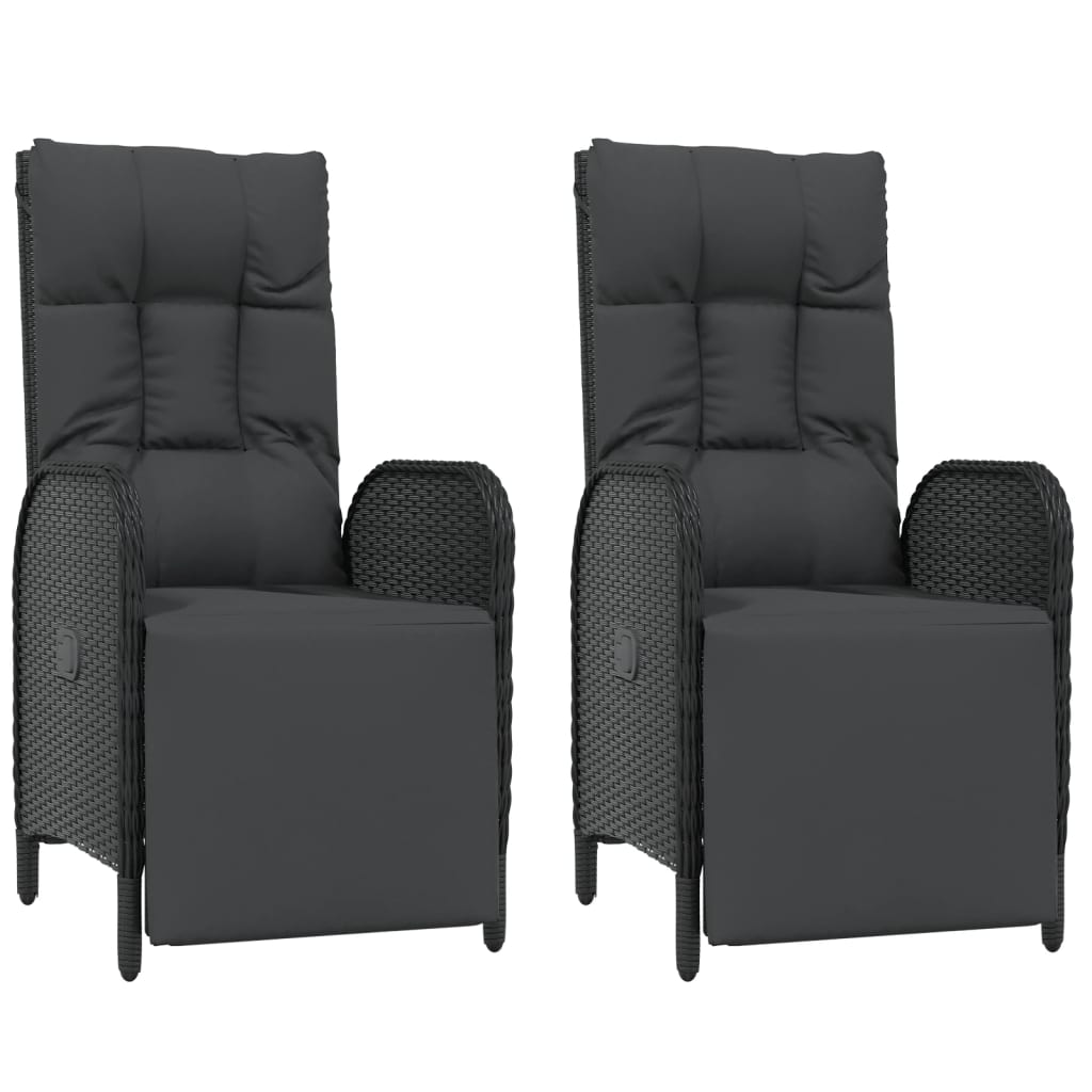 9 részes fekete polyrattan kerti étkezőgarnitúra párnákkal 5
