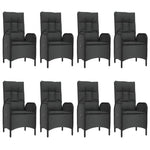 9 részes fekete polyrattan kerti étkezőgarnitúra párnákkal 4