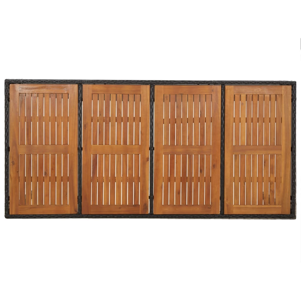 9 részes fekete polyrattan kerti étkezőgarnitúra párnákkal 8