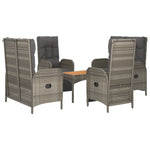 5 részes szürke polyrattan kerti étkezőgarnitúra párnával 3