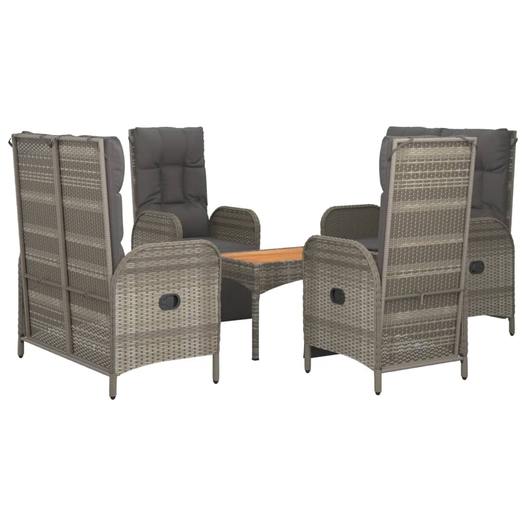 5 részes szürke polyrattan kerti étkezőgarnitúra párnával 3