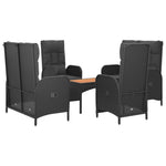 5 részes fekete polyrattan kerti étkezőgarnitúra párnákkal 3