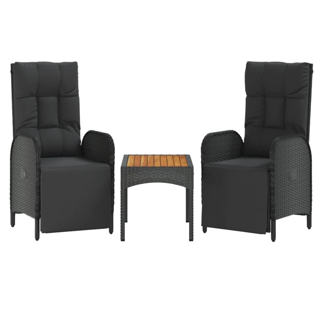 5 részes fekete polyrattan kerti étkezőgarnitúra párnákkal 4